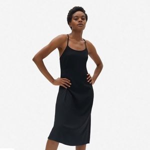 Everlane Japanese GoWeave Cross-Back Slip Dress in Black NWT